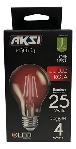 Foco Led 4W E26 Filamento Rojo Color