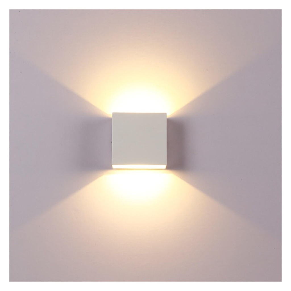 Wall Light Cuadrada Blanca Luz Calida
