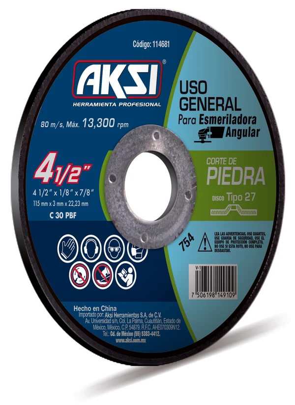 Disco Corte Piedra 41/2" x 3mm Cod. 114681