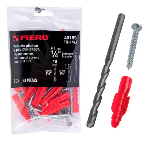 Broca Concreto 1/4" + 20 pz Pijas con Taquete